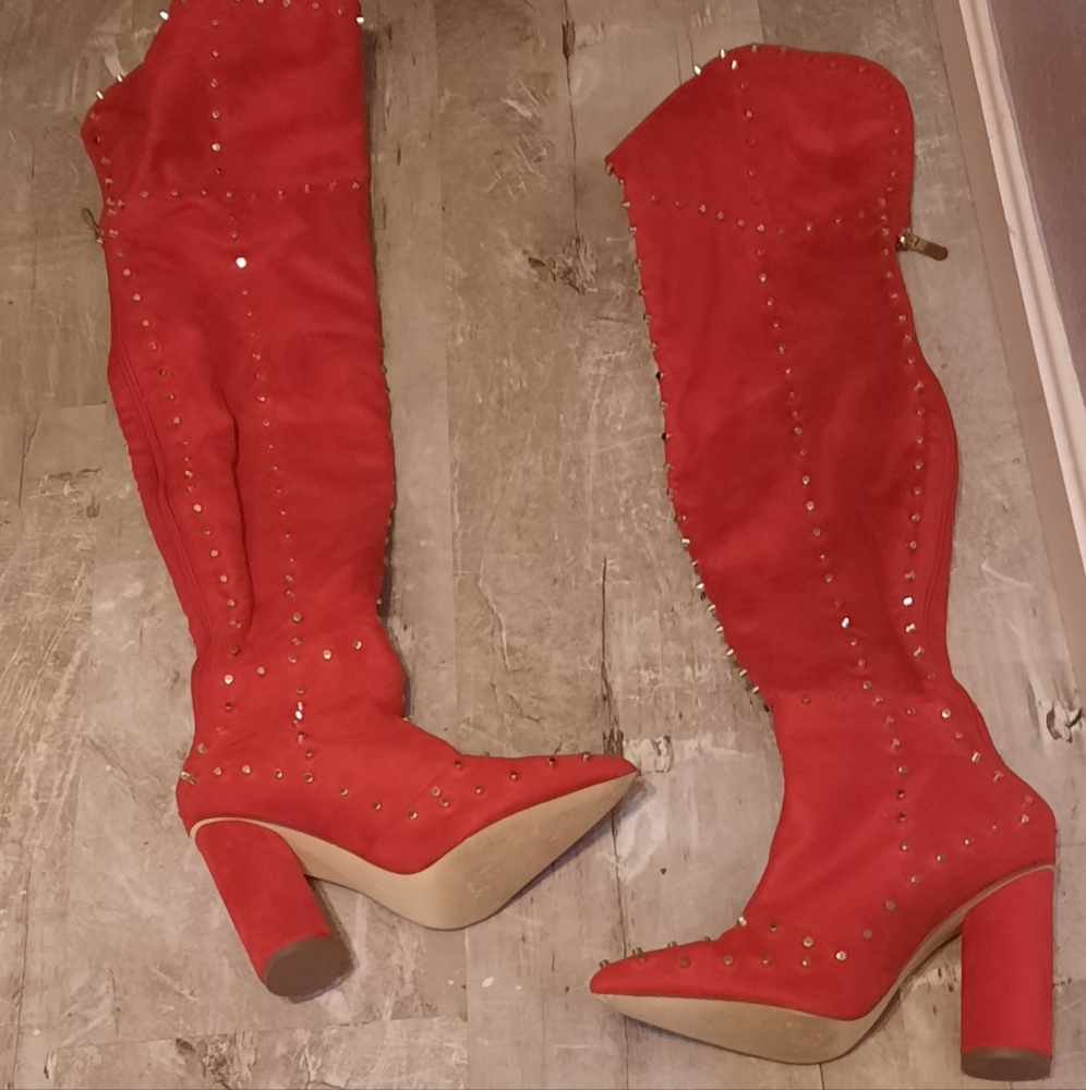 Women's Red Studded Boots
